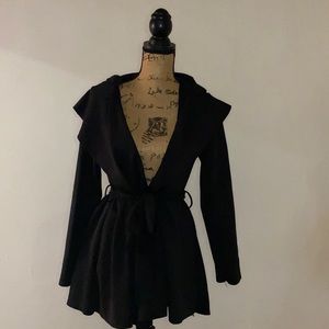 Black cape jacket with hoodie